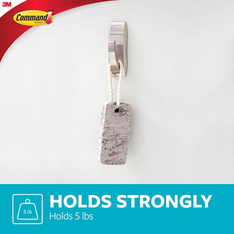 Large Metal Bath Hook In Satin Nickel With Water Resistant Strips No Tools Needed Holds Up To 5 Lbs Damage Free Bathroom Organizer