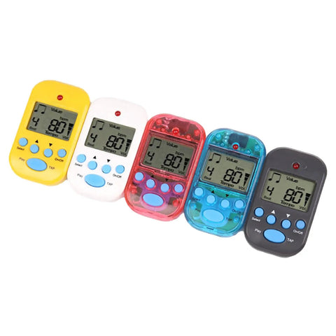 Colorful Portable Clip On Metronome With LCD Display for Guitar Piano Violin, showcasing various color options