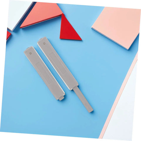 Four Pack No Brainer Push Latch Cabinet Door Catch Hidden Rebound Device on blue background with geometric shapes