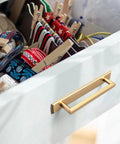 Close-up of 2 Pack 5 Inch Center To Center Champagne Bronze Cabinet Handles With Backplates for modern kitchen drawers