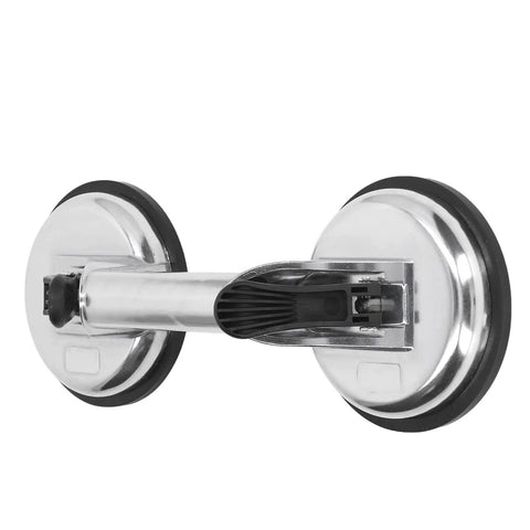 Heavy Duty 80KG Suction Glass Plate Lifter With Single Hand Operation For Moving Mirrors Tiles And Glass Slabs Using Solid Aluminum Alloy Build, close-up view of aluminum alloy handle.