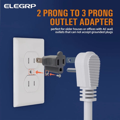 2 To 3 Prong Adapter And 3 To 2 Prong Converter Set 10 Pack Indoor Gray Outlet Adapters, showing conversion of 2-prong to 3-prong plug
