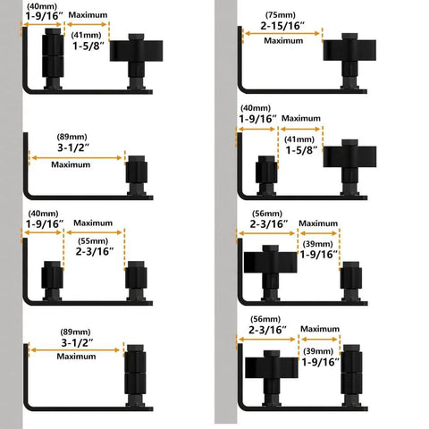 Sliding Barn Door Floor Guide 2 Pack For Bottom, 8 Setup Options, Adjustable Stay Roller Fits All Size Doors, Matte Black, Wall Mount