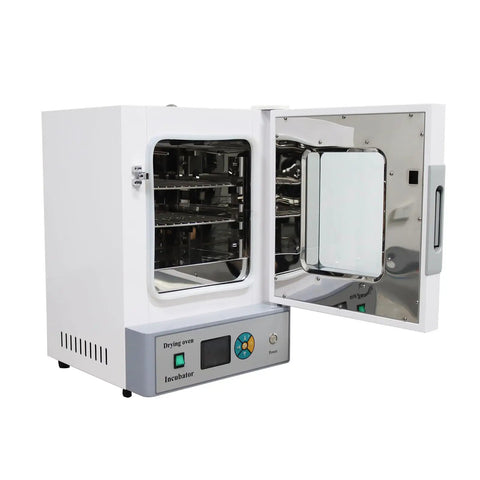 Heavy Duty 600W 110V Stainless Steel Forced Air Convection Drying Oven With Digital Pid Temperature Control And 50 To 250C Range Plug And Play Lab Benchtop Heater For Garage Workshop And School Labs, open door view.
