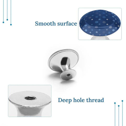 2 Pack Round Cabinet Knobs With Screws, Navy Blue Polka Dot Drawer Pulls, Stainless Steel And Aluminum Alloy, detail view
