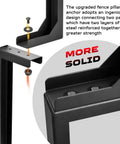 Adjustable Fence Post Repair Kit For Tilted Or Broken Wood Posts, Heavy Duty Steel Ground Spike Anchor components in black