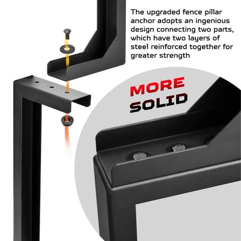 Adjustable Fence Post Repair Kit For Tilted Or Broken Wood Posts, Heavy Duty Steel Ground Spike Anchor components in black
