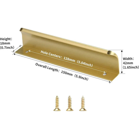 Edge Finger Tab Cabinet Pulls For Cabinets And Drawers Hidden Door Handle Style Aluminum Brushed Brass Back Mount 6 Inch