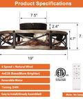 Badass Modern Farmhouse Caged Ceiling Fan With Slick Remote Flush Mount Build featuring dimensions 19x7.5x2.4 inches and four E26 lights.