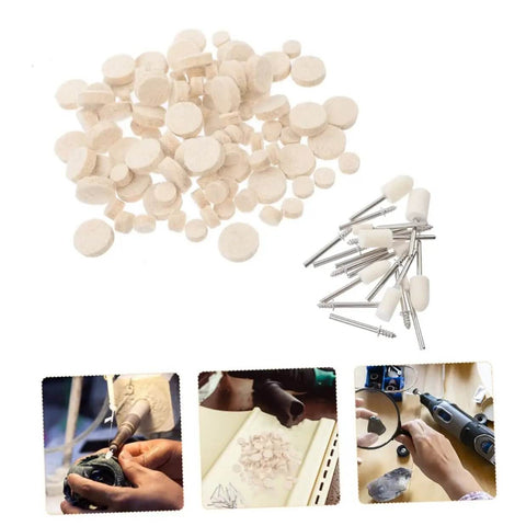 120 Count Pro Grade Wool Felt Polishing Wheels Set With Shank Handle For Rotary Tools Buffing Pads Kit
