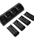 4 In 1 Remote Charging Dock Station For Controllers With 2800mAh Batteries LED Indicator USB Powered Charge Hub 4.9ft USB Cable Black