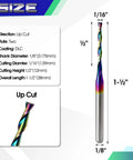 10 Pcs Pro Grade DLC Coated CNC Router Bit Set For Wood And PVC Engraving, 1/8 In Shank Upcut End Mills, Solid Carbide Two Flute Spiral Milling Cutters, 1/16 In Cutting Diameter, 1/2 In Cutting Height, 1-1/2 In Total Length diagram