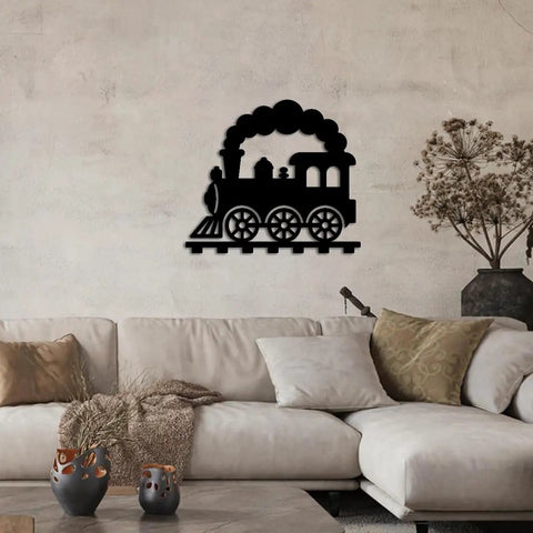 Locomotive Train Metal Wall Art Dope Vintage Style for Living Room Bedroom Office Black Finish 20 Inch