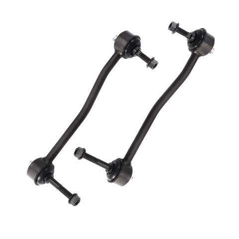 Beef Up Your Ride With A 12 Piece Front Steering Kit For 2000 To 2005 Ford Excursion F250 F350 Super Duty Includes Upper And Lower Ball Joints Inner And Outer Tie Rod Ends Sway Bar Link Adjusting Sleeve And Drag Link For 4WD. Two black sway bar links