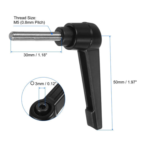 2 Pieces Clamping Lever Handles M5 By 30mm 304 Stainless Steel Threaded Male Stud Adjustable Locking Quick Release Ratchet Push Button Bolt Knobs Black Ideal For Clamping Jigs And Fixtures With Rust Resistant Black Spray Coating