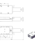 Mechanical drawing of Knockout Precision Motorized Linear Translation Stage With Electric X Axis Displacement Platform and Silent Stepper Motor Drive.