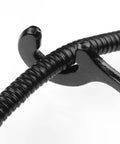 Close-up of the Rig Ready 14 Inch Cable Bender Hand Operated Wire Bending Tool's forged steel hooks and cable.