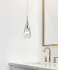 Mini Crystal Pendant Light With Dimmable LED And Three Color Temperatures From 3000K To 6000K Modern Chrome Finish Bubble Crystal Teardrop Accent