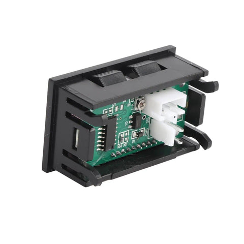 Back view of Dual LED Voltmeter Ammeter Panel Meter For Electronics Projects Up To 50A With Red And Blue Display No Brainer Readout.