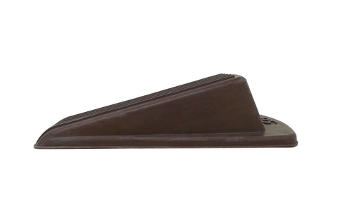 Side view of Heavy Duty Rubber Door Wedge 2 Pack Brown Non Marking Grip Lip For Hard Floors Carpets And Outdoor Surfaces Keeps Doors From Swinging And Scratching Walls.