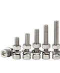 304 Stainless Steel M6 Hex Socket Head Cap Screws And Nuts Kit With Flat Spring Washers Fastener Set For Indoor And Outdoor Use, assorted lengths