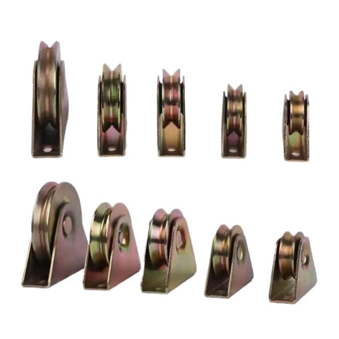 Heavy Duty Stainless Steel U Type V Groove Wheel For Sliding Gate Tracks in various sizes showcasing sturdy design.