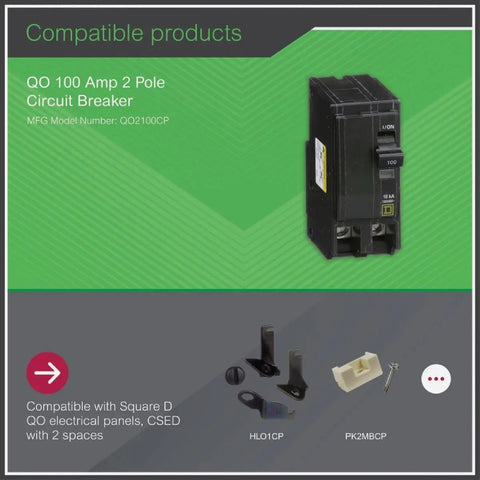 QO 100 Amp Two Pole Circuit Breaker With Plug On Design For 120 240 VAC Easy Install Compatible With QO Load Centers