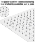 Close-up of 8 inch stainless steel rain shower head with 100 silicone nozzles, square rainfall design, chrome finish, high flow output