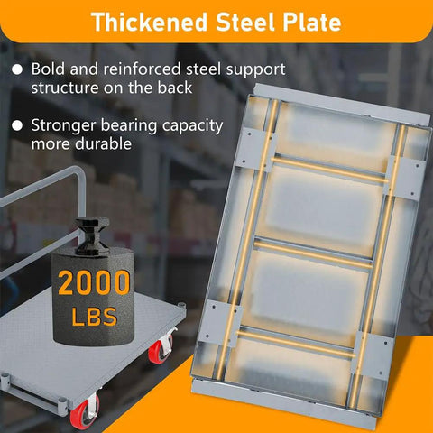 Thickened steel plate structure of Beast Mode Heavy Duty All Steel Panel Truck Cart Holds 2000 Lbs with support for durability.