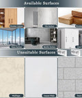 Image showing available and unsuitable surfaces for Twelve Piece Heavy Duty Self Adhesive Shelf Brackets Built Tough To Hold A Ton Of Weight With Zero Drilling Required And Easy Install For Kitchen Cabinets And Closets.