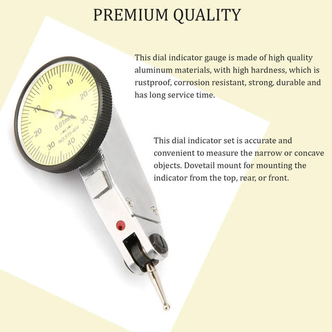 High Precision Dial Indicator With 0 To 0.8mm Range And 0.01mm Resolution Aluminum Pro Grade Gauge Featuring Dovetail Clamp