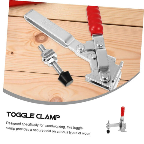 Two Piece Welding Fixed Toggle Clamps With Rubber Tips Pro Grade Heavy Duty Metal Hold Down Clamps for Workshop on wood surface