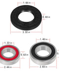 Washer Seal And Bearing Replacement Kit For Tub And Drum Shaft Assembly Repair Includes Outer Rear Tub And Compatibility With DC97-17004A B E DC97-17040B DC62-00156A DC97-19636A And WF393 WF395 WF24H WF42H WF405 Models showing bearings and seal with dimensions