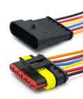 Solid As A Rock Premium Automotive Waterproof Connector Plugs With Pre Cut Wires, 1 to 6 pin male female sockets for car wiring.