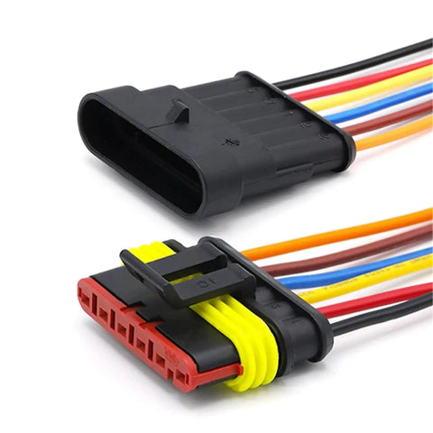 Solid As A Rock Premium Automotive Waterproof Connector Plugs With Pre Cut Wires, 1 to 6 pin male female sockets for car wiring.