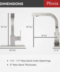 Dimensions of Arkitek Single Handle Kitchen Sink Faucet With Pull Out Sprayer High Arc Design Polished Chrome Finish 1.8 GPM.
