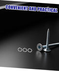 Hella Tough Stainless Steel Spring Lock Washers Assortment Kit with a screw and three split lock washers on a dark surface.