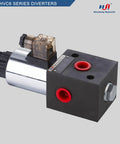 Solenoid Hydraulic Diverter Valve for Directional Spool Flow Control, SAE Six, 24V DC, Beefy Selector Valve with red ports