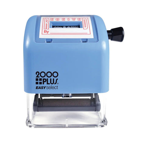 Self Inking Date Stamp Featuring Received Plus Date Readout And Bold Red Ink On Heavy Duty Plastic Body With Twist Calendar Knob For Zero Hassle Adjustments While Long Lasting Cartridge nails every mark.