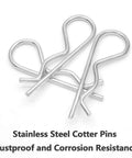 20 Pack R Clips Hitch Pins For Trailers Stainless Steel M3 By 60mm Retaining Cotter Pins Spring Clips in a pile
