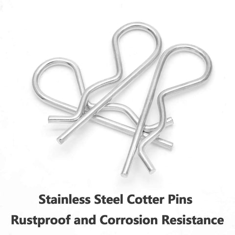 20 Pack R Clips Hitch Pins For Trailers Stainless Steel M3 By 60mm Retaining Cotter Pins Spring Clips in a pile