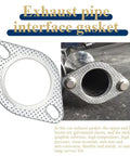 Two 3-inch exhaust flange gaskets; perforated galvanized metal with bolt holes, shown front and installed views