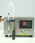 Heavy Duty Stainless Steel Semi Automatic Bottle Filler With Easy Digital Controls And No Sweat Anti Drip Nozzle For Beverages Spirits Oil Plug And Play Commercial Rig with LCD display.