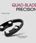 2 Pack Magnetic Wine Foil Cutter With 4 Stainless Blades, Easy Grip ABS Handle, quad-blade precision
