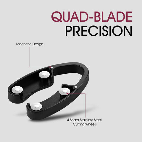 2 Pack Magnetic Wine Foil Cutter With 4 Stainless Blades, Easy Grip ABS Handle, quad-blade precision