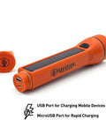 1000 Lumen Solar LED Flashlight With Micro USB Port Waterproof Orange Outdoor Utility Light Hybrid Solar Rechargeable