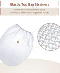 50 Pack 5 Gallon Paint Strainer Bags With Elastic Top, Fine Mesh White Filter Bags for Paint Sprayers shown with mesh enlargement