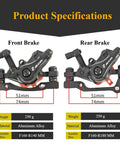 Universal Mechanical Disc Brake Set Built Tight For Sick Stopping Control On Mountain Road Folding Electric Bikes Front Rear Caliper System One Pair Black specifications with dimensions and weight