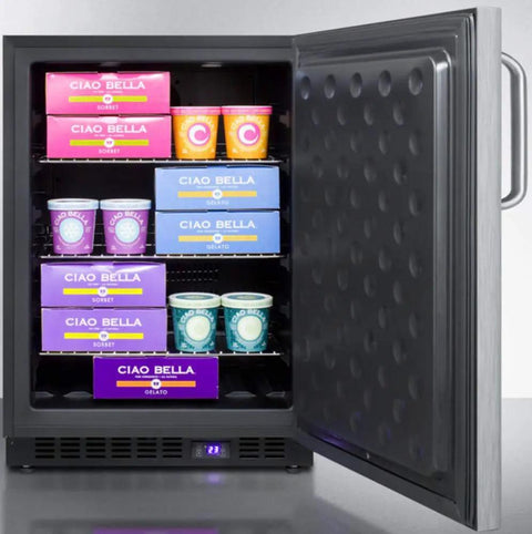 Top Notch Frost Free Under Counter Upright Freezer Featuring A Slick Stainless Steel Finish And Hassle Free Digital Temp Dial with gelato and sorbet.