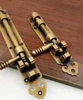Heavy Duty Solid As A Rock Pure Copper Barrel Bolt Sliding Door Latch With Padlock Compatible Vintage Gate Lock, bronze finish.